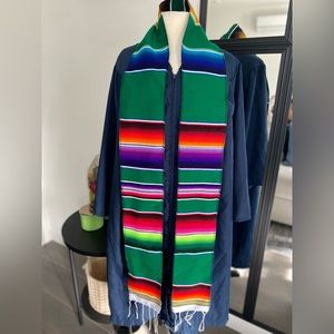 Mexican Graduation Stole Slash/Serape Green w/other added colorful colors